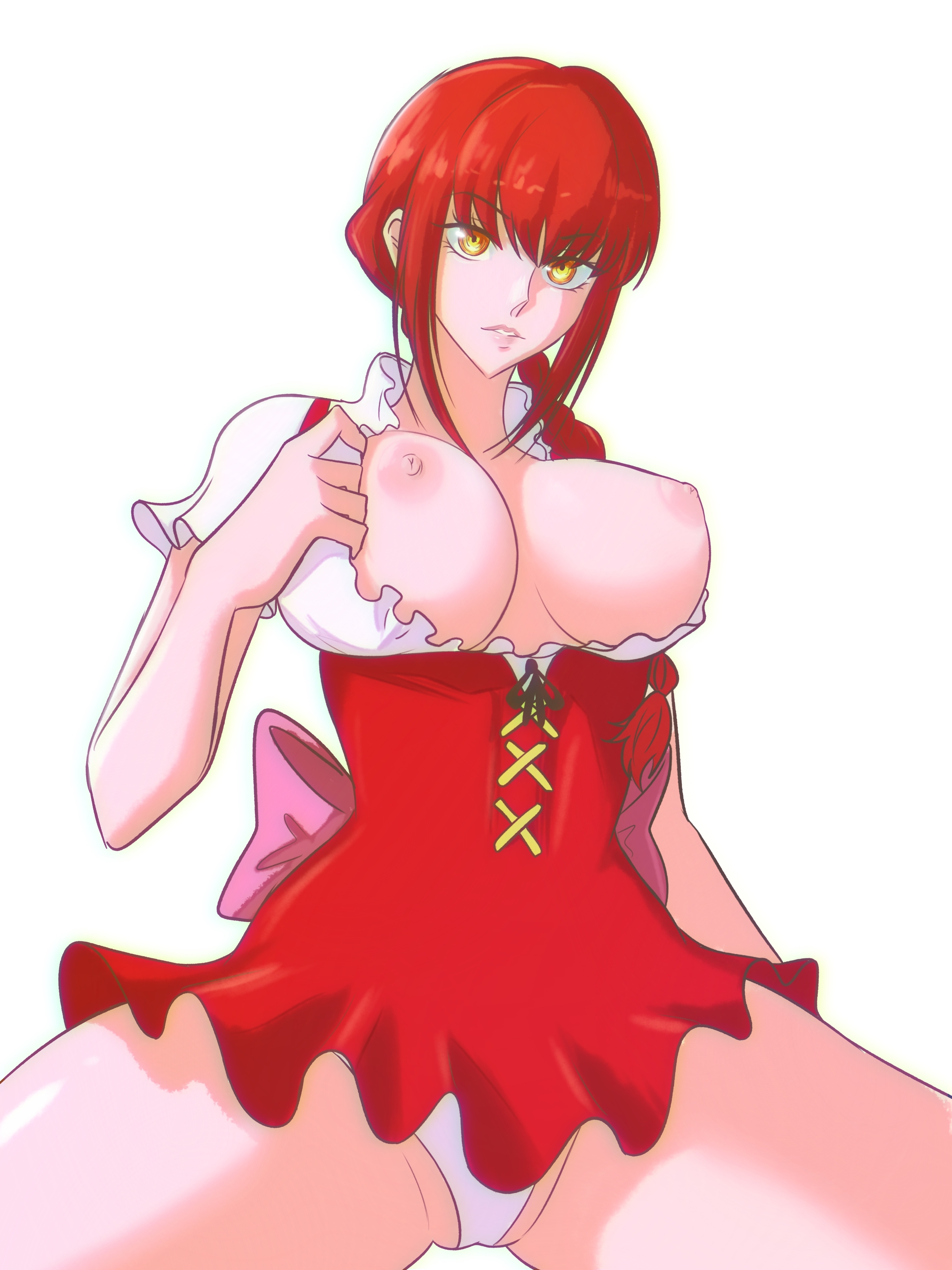 breasts, breasts out, chainsaw man, female, female only, makima (chainsaw man), nami (one piece) (cosplay), one piece, opalisart