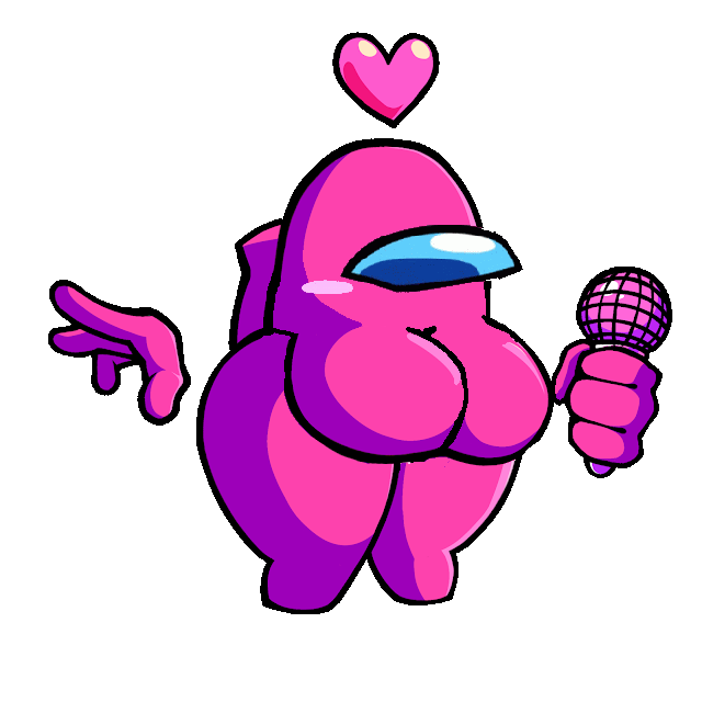 among_us artist_request big_breasts blush breasts friday_night_funkin heart microphone pink_(among_us) thick_thighs thighs tiny_feet vs_impostor