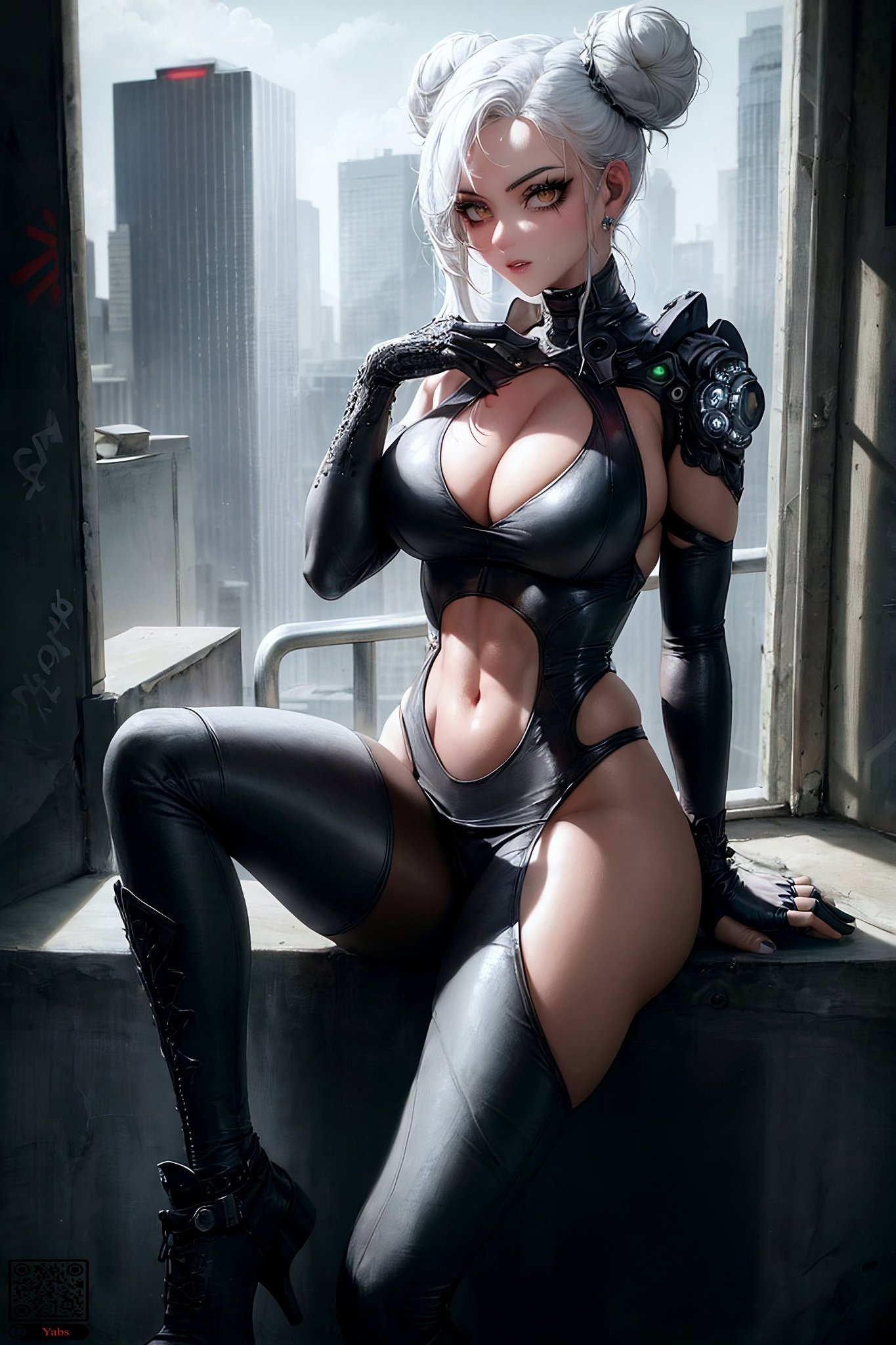 1girls, 2023, ai generated, curvy, curvy female, curvy figure, female, heels, hi res, high heels, high resolution, latex, latex suit, long hair, seductive look, shiny clothes, skin tight, stable diffusion, tight clothing, voluptuous female, white hair