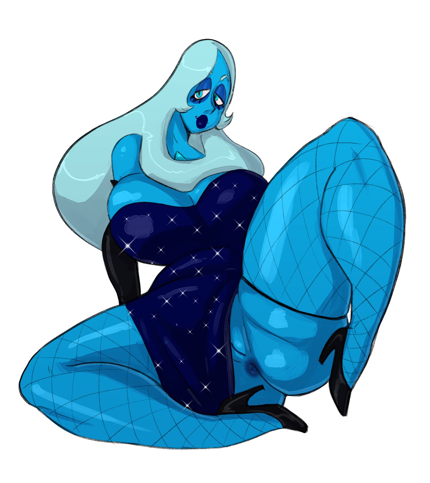 1girls, 2023, alien, alien girl, alien humanoid, anus, anus peek, arm support, arms behind back, armwear, ass, big ass, big breasts, big butt, big lips, black heels, blue body, blue diamond (steven universe), blue eyes, blue hair, blue skin, bottomless dress, breasts, busty, calves, cartoon network, cleavage, cleavage overflow, clothed, clothed female, clothes, clothing, clothing aside, color, colored, commission, curvaceous, curves, curvy, curvy body, curvy female, curvy figure, dark lipstick, diamond authority, dress, dress aside, exposed, exposed anus, exposed pussy, eye contact, eyelashes, eyeshadow, female, female only, fishnet, fishnet legwear, fishnet stockings, fishnets, footwear, gem (species), gloves, guillion (toshkarts), hair, half-closed eyes, happy, heels, high heels, hourglass figure, huge thighs, humanoid, knees, large ass, large breasts, leaning, leaning back, legs, legs apart, legs spread, lips, lipstick, long gloves, long hair, looking at viewer, mooning, no panties, one leg up, plain background, pose, posing, presenting, presenting anus, presenting pussy, pussy, pussy peek, shoes, simple background, sitting, sleeves, smile, smiling, smiling at viewer, solo, solo female, sparkles, steven universe, stockings, straight hair, thick lips, thick thighs, thigh highs, thighhighs, thighs, vagina, voluptuous, vulva, white background