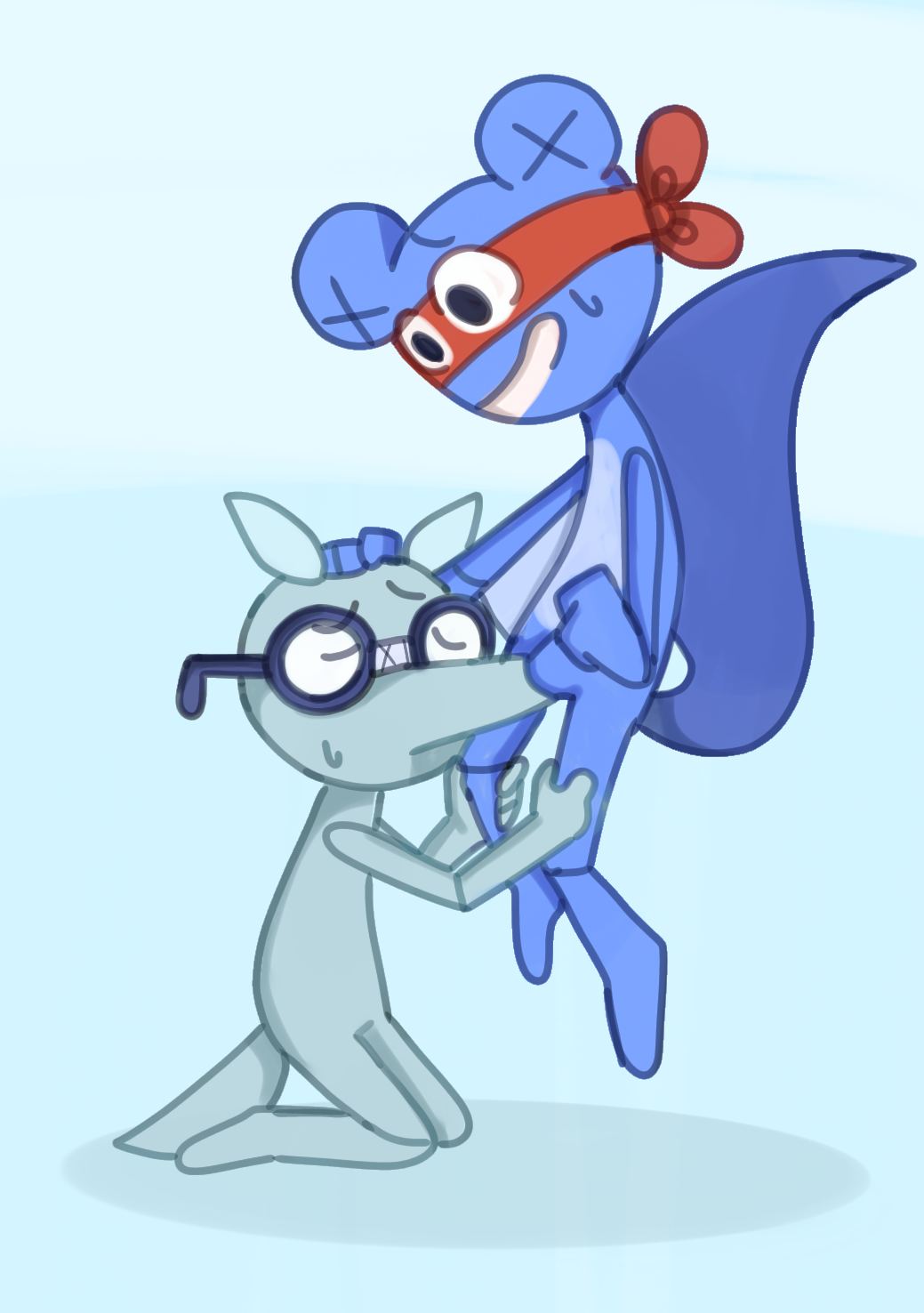 2boys anthro blowjob flying happy_tree_friends memmi sniffles_(htf) splendid_(htf) sweat tagme