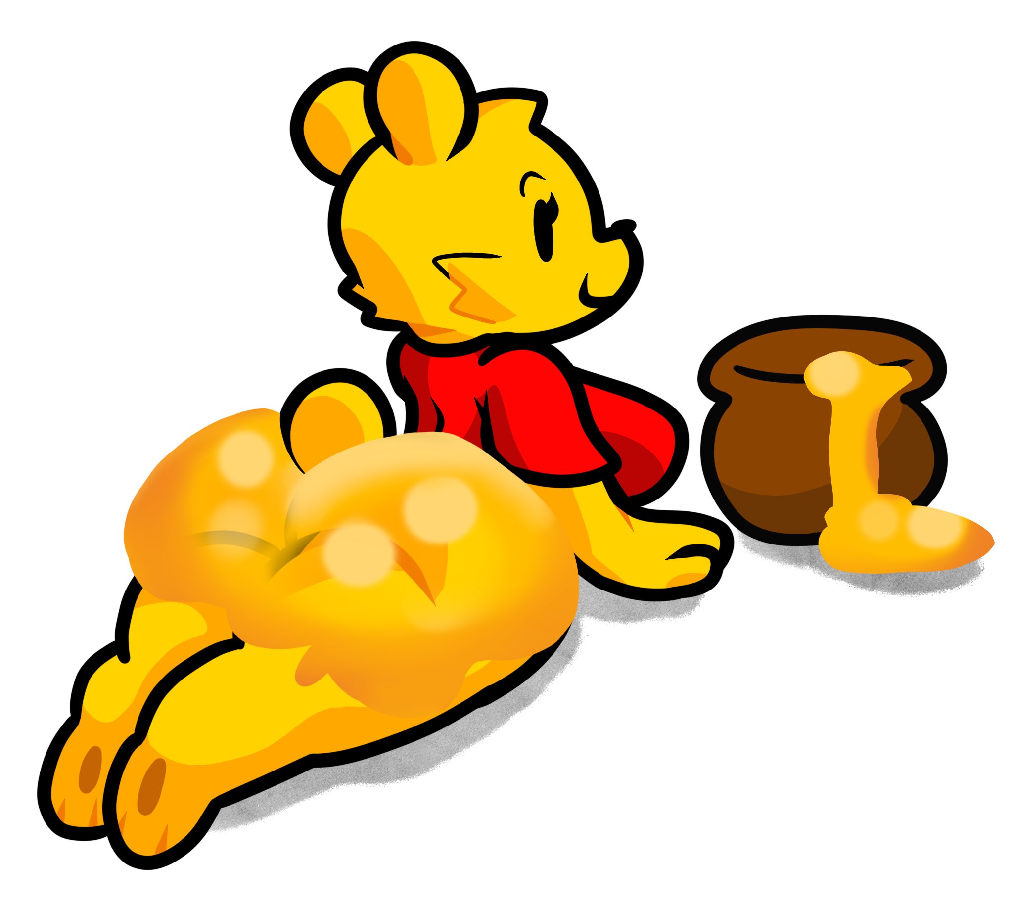ass, big ass, bubble ass, bubble butt, honey, huge ass, lewdewott, pooh bear, rule 63, smooth skin, winnie the pooh (franchise)