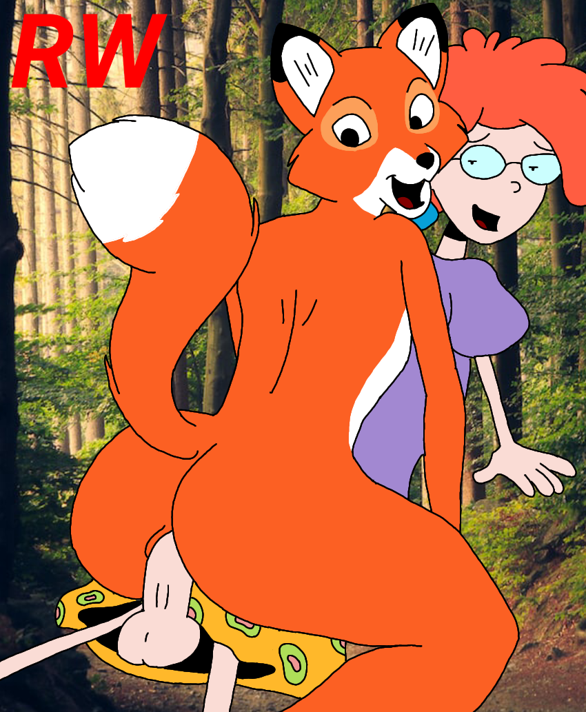 anthro canid canine clothed clothing cowgirl_position disney disney_channel female fox from_front_position fur genitals gynomorph hair human intersex intersex/female looking_back mammal on_bottom on_top penis pepper_ann pepper_ann_pearson rarewaifus red_body red_fur red_hair sex the_fox_and_the_hound vixey weird_crossover