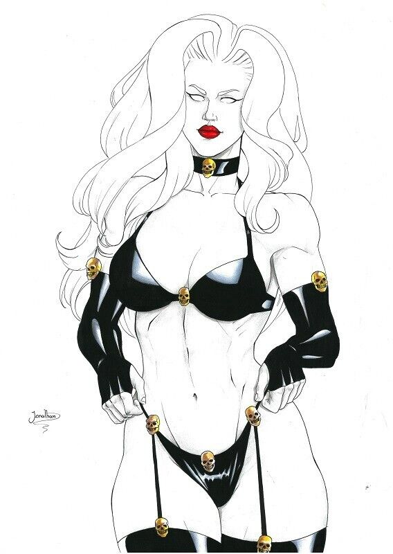 2023 artist_request big_breasts chaos_comics coffin_comics death_(personification) ed_benes_studio female_focus female_only grim_reaper hi_res lady_death latex_lingerie long_hair looking_at_viewer queen_of_the_dead white_hair white_sclera