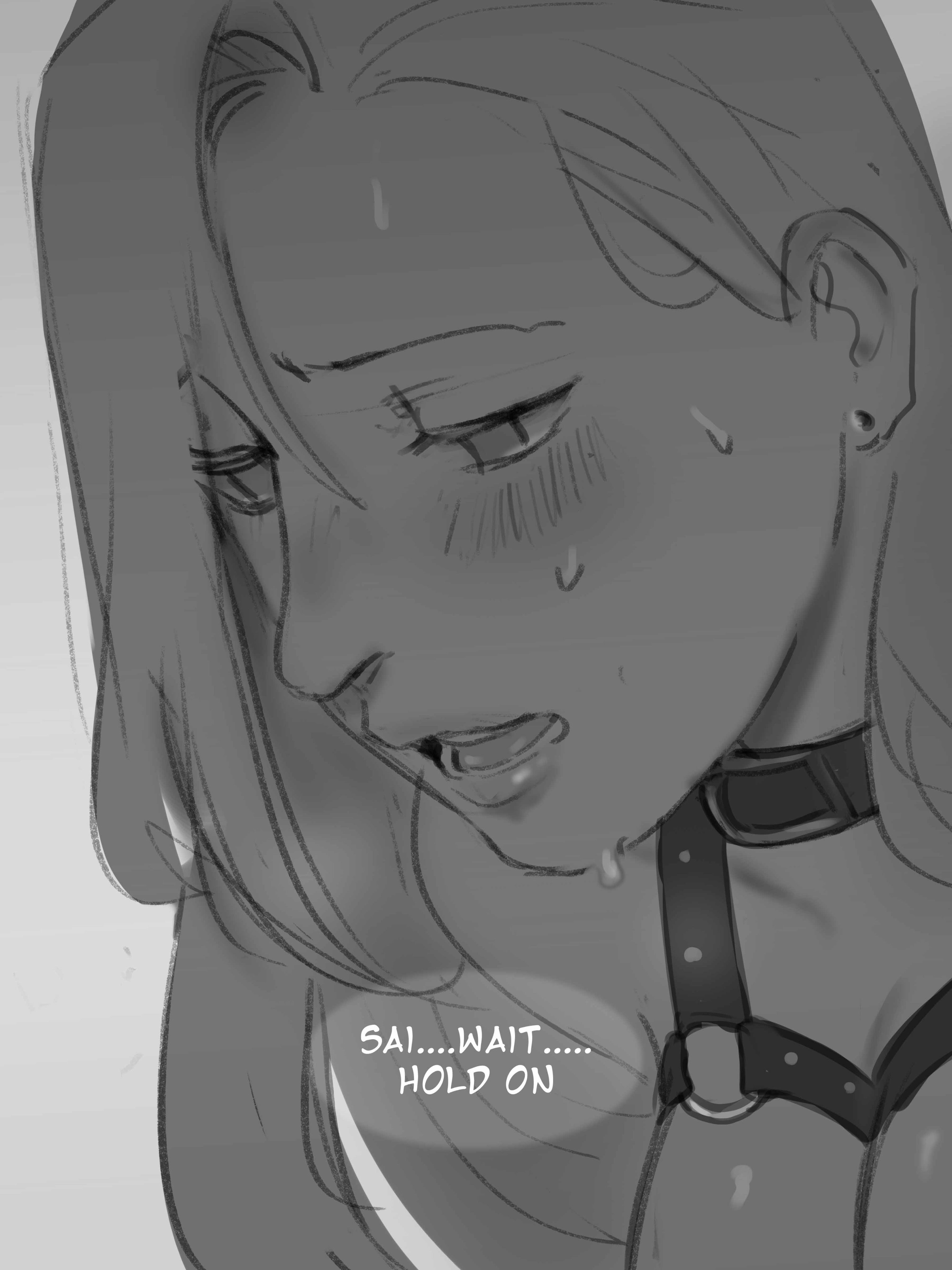 1girls, bare shoulders, bdsm gear, bdsm harness, bdsm outfit, blush, bondage, bondage gear, bondage harness, bondage outfit, breasts, canon couple, close-up, collar, comic, couple, dialogue, ear piercing, earrings, english text, exposed breasts, female, female focus, female only, femsub, hi res, high resolution, highres, husband and wife, ino yamanaka, lips, lipstick, looking pleasured, married couple, moan, moaning, monday mint, monochrome, narrowed eyes, naruto, naruto (series), naruto shippuden, naruto: the last, offscreen character, open mouth, pleasure face, sai, shounen jump, solo, solo female, solo focus, speech bubble, story, sweat, sweatdrop, text