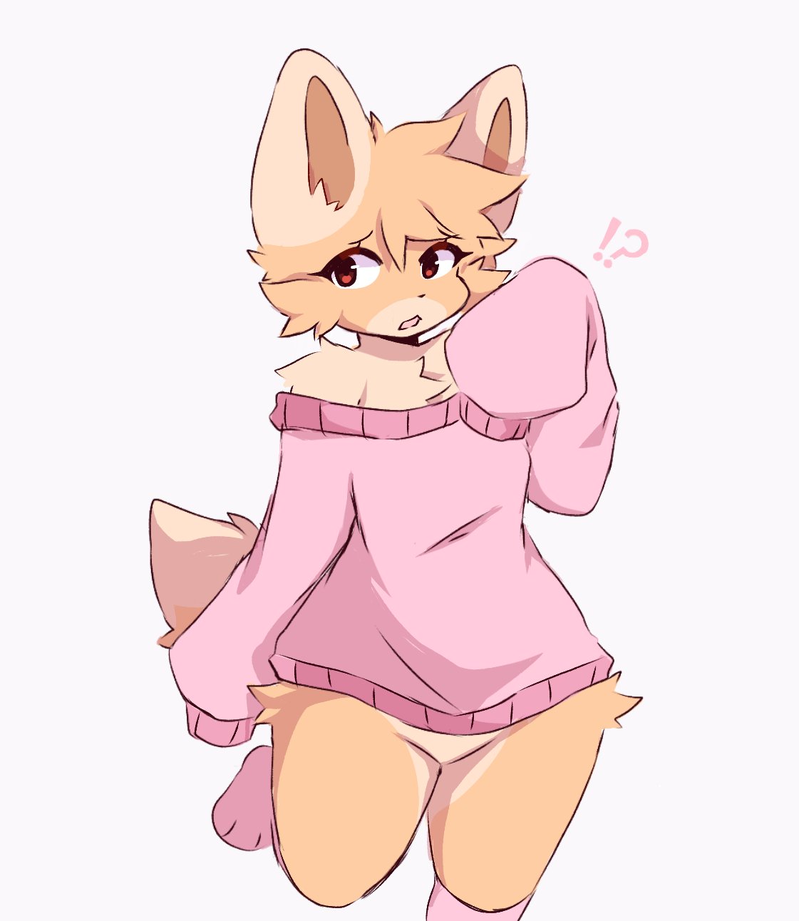 !? anthro cute long_sleeves oversized_clothes pink_sweater sweater thighs z_zmag8