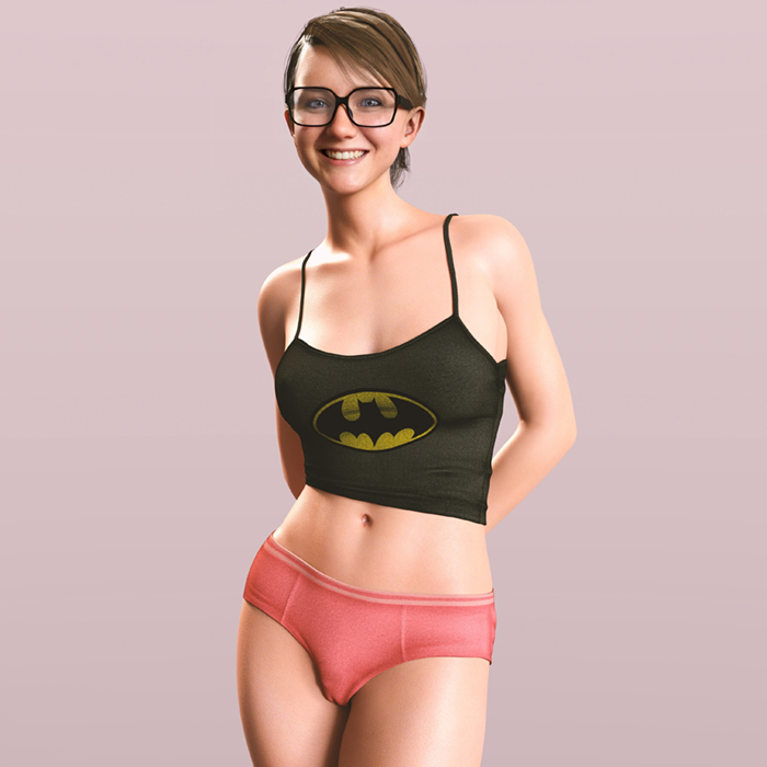 3d android clothed_female deletedcube3d detroit:_become_human glasses hands_behind_back kara_(detroit:_become_human) pajamas pinup robot_girl solo tagme underwear