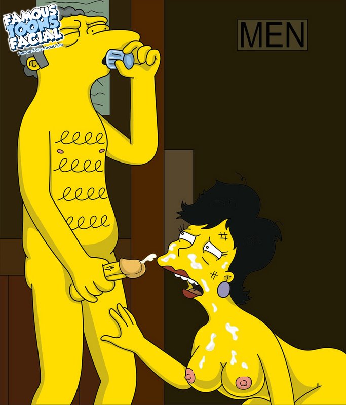 after_sex breasts color cum famous-toons-facial female human indoors male moe's_tavern moe_szyslak nipples nude penis straight tagme testicles the_simpsons