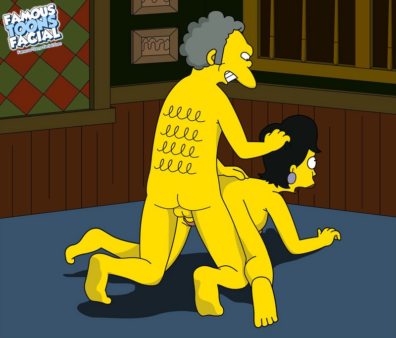 20th_century_studios accurate_art_style all_fours ass back_view betty_(the_simpsons) color famous-toons-facial female human indoors insertion kneeling male moe's_tavern moe_szyslak nude penis piercing sex straight tagme the_simpsons yellow_body yellow_skin