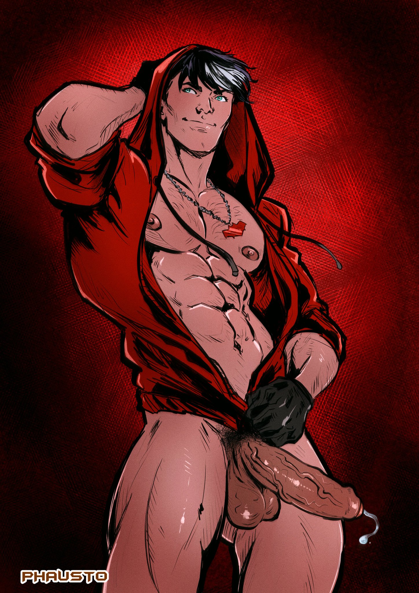 1boy, balls, batman (series), big cock, big penis, boner, bottomless, dc, dc comics, erect penis, erection, foreskin, hard on, huge cock, jason todd, male, male only, muscles, muscular, muscular male, navel, nipples, open shirt, partially retracted foreskin, penis, phausto, precum, precum drip, proud of his cock, red hood (dc), retracted foreskin, uncircumcised, uncut, veiny penis, yaoi