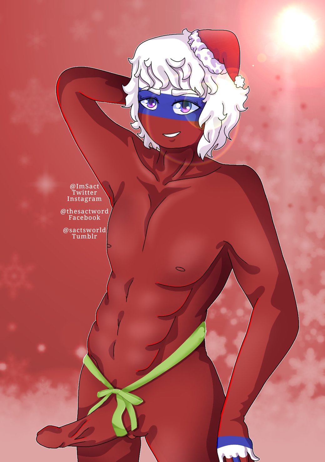 1boy anthro big_penis christmas countryhumans imsact male_only red_body red_penis red_skin russia_(countryhumans)