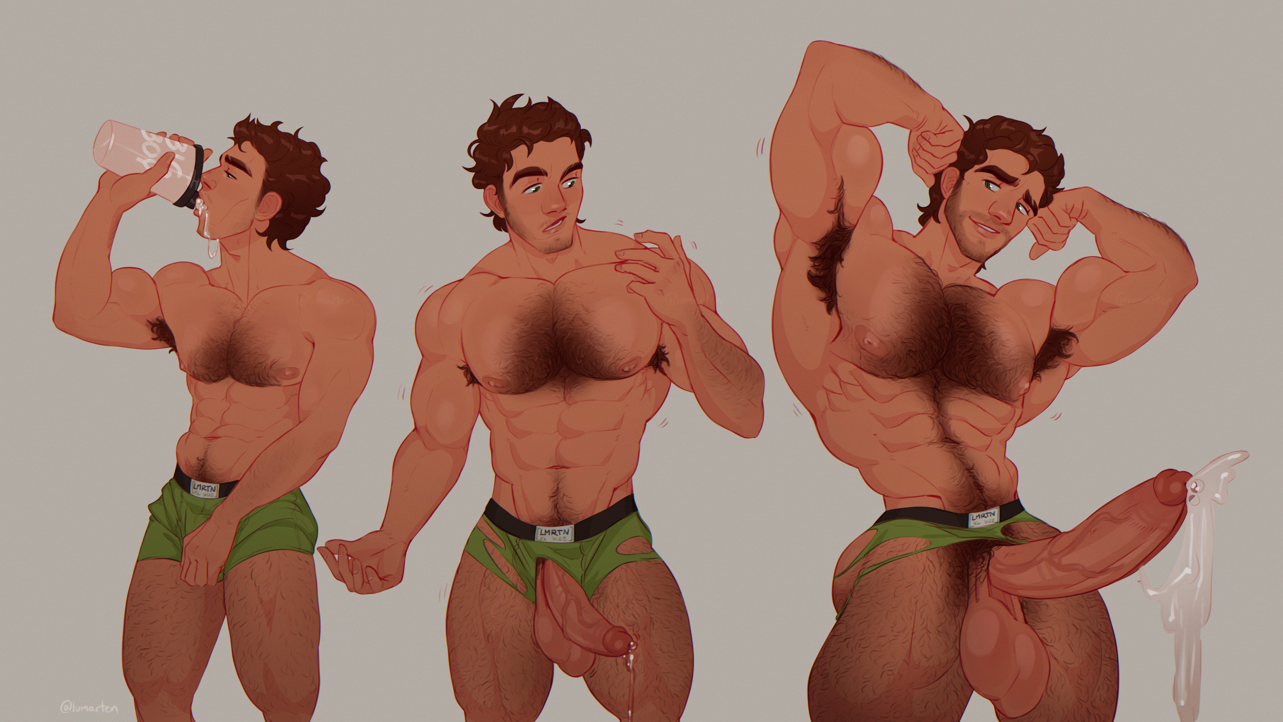 1boy, abs, alex (stardew valley), alex mullner, armpit hair, balls, bara, biceps, big balls, big penis, bulge, cum, erection, gay, genital fluids, hairy chest, lumarten, male, male nipples, male only, male pubic hair, manly, muscular male, nipples, nude, orgasm, pecs, penis, precum, precum drip, stardew valley, underwear, yaoi