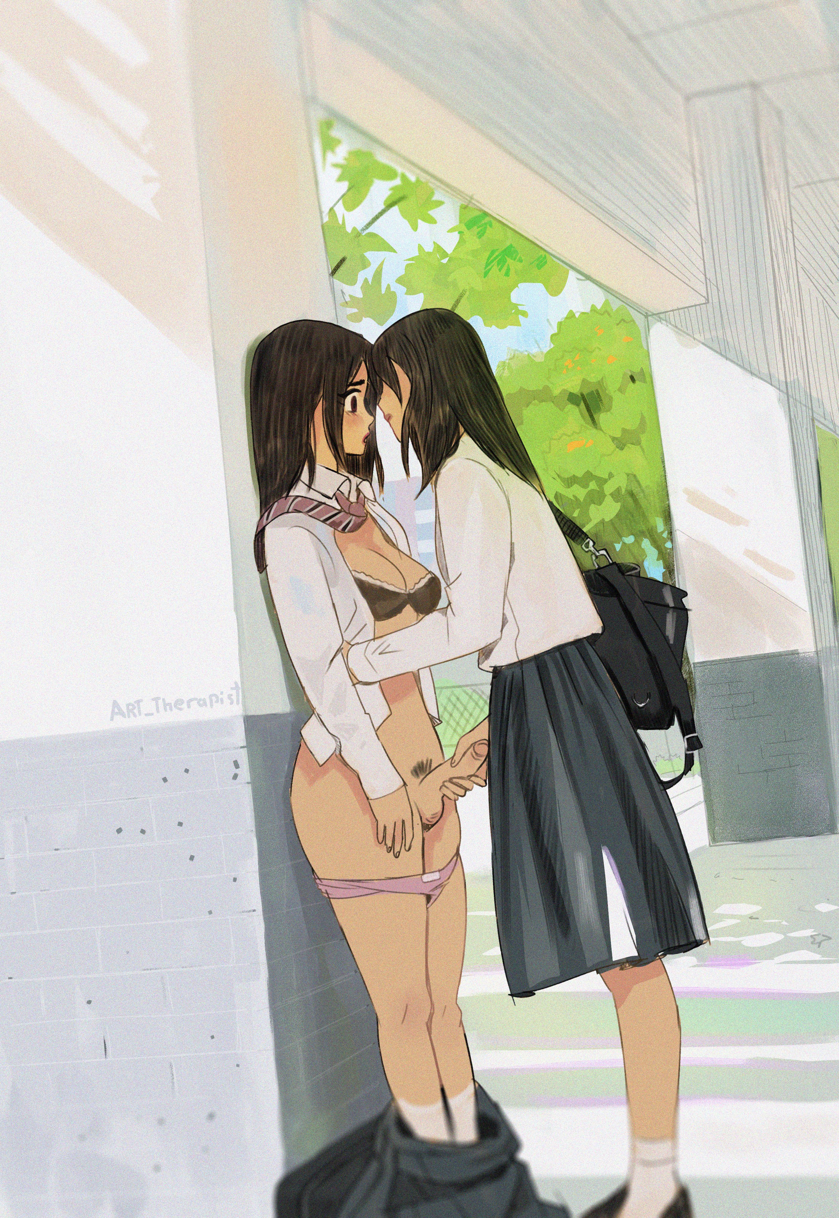1dickgirl, 1futa, 1futa1girl, 1girl1futa, 1girls, art therapist, dickgirl, dickgirl/female, female, futa with female, futanari, handjob, pervertfuel, school uniform, schoolgirl, tagme