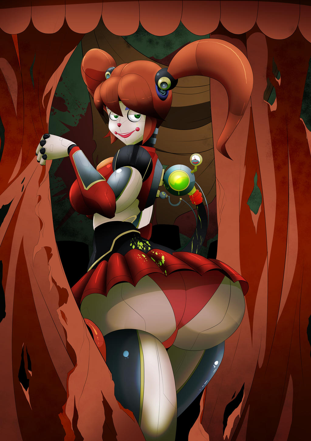 ass, baby (fnafsl), bedroom eyes, big ass, big breasts, breasts, circus baby, circus baby (fnaf), fat ass, female, five nights at freddy's, five nights at freddy's: sister location, huge ass, panties, red hair, red panties, robot, robot girl, solo, stretched clothing, thick ass, thick thighs, vale-city, visible underwear, white body