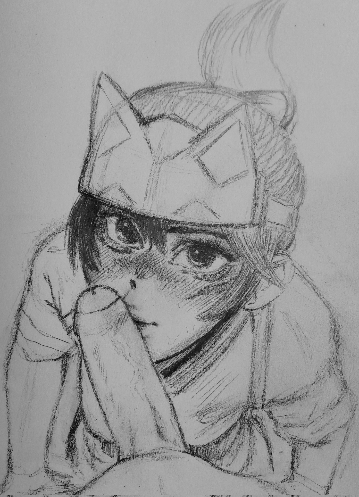 1boy, 1girls, 2d, asian, blizzard entertainment, blush, brown eyes, clothed female, cute, dark green hair, eye contact, eyeshadow, face markings, facial markings, fellatio, female, fringe, green hair, gritty hotdog (artist), headband, headwear, imminent oral, japanese, kiriko (overwatch), kissing penis, kneeling, light skin, light-skinned female, looking at viewer, male, oral, overwatch, overwatch 2, penis, petite, ponytail, pov, shy, sweat, teenager, tied hair, traditional media (artwork)