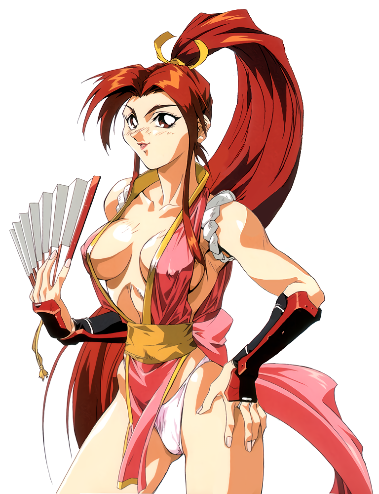 busty cleavage erect_nipples fatal_fury female female_focus female_only hourglass_figure king_of_fighters kunoichi long_hair mai_shiranui masami_obari ninja nipple_bulge ponytail snk tagme thong wide_hips