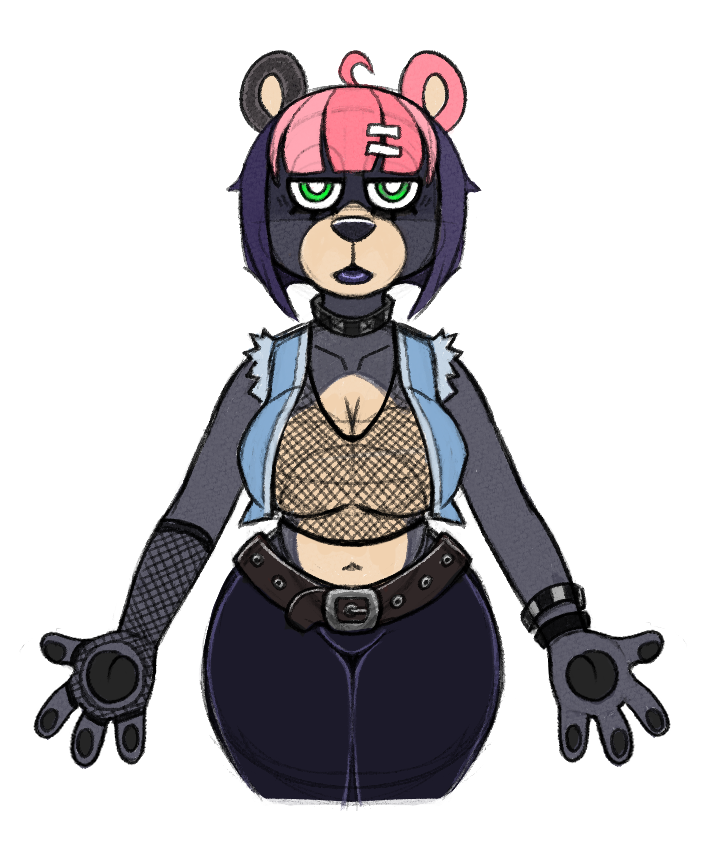 bear beat_banger bracelet collar female jasmine_(beat_banger) jewelry komdog komponi mammal model_sheet simple_background solo