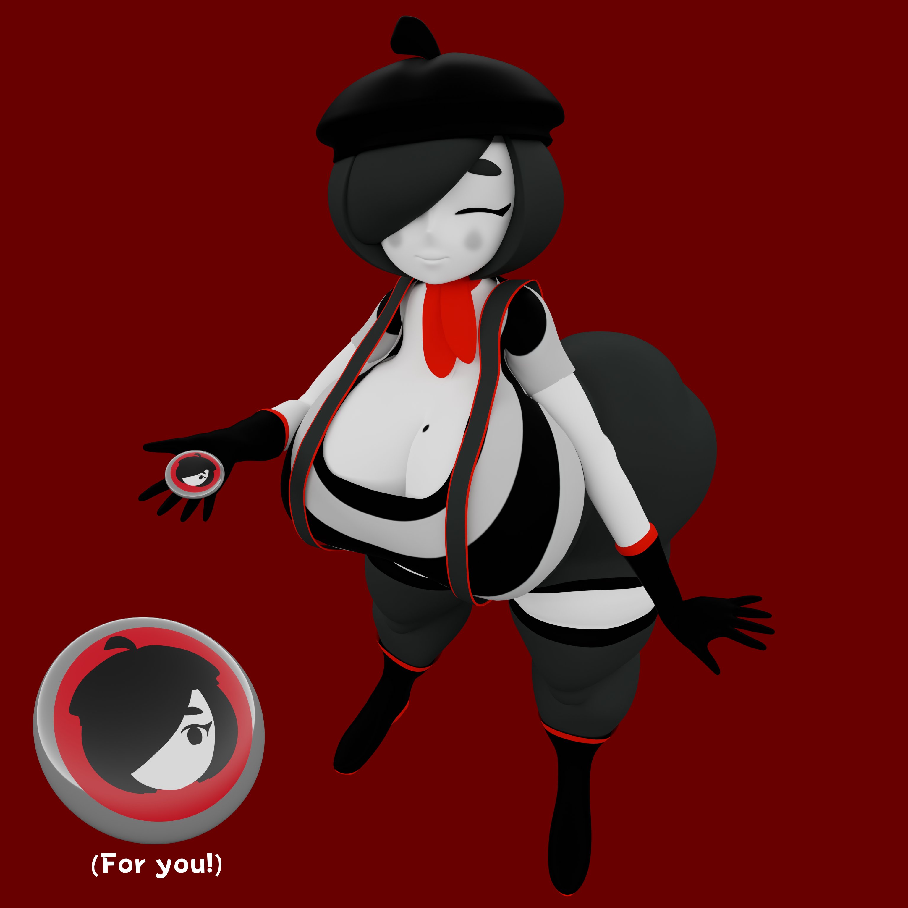 3d, alsogmg, ass, big ass, big breasts, breasts, bubble ass, bubble butt, female, huge ass, mime, mime girl, mippi (alsogmg), model, shortstack