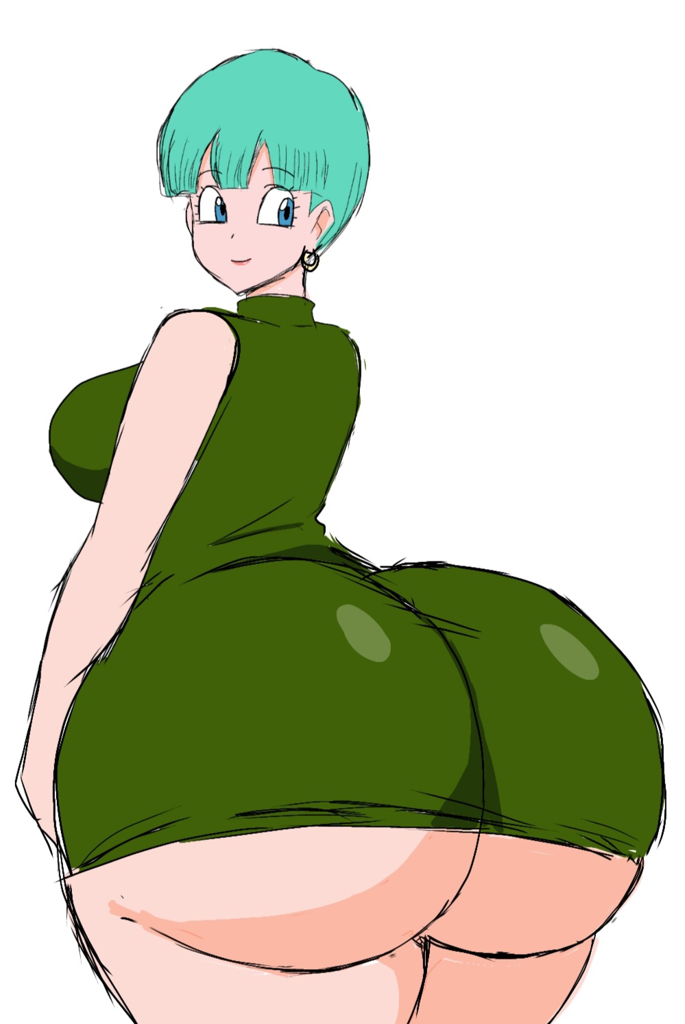 1girls, ass, big ass, big butt, blue eyes, blue-eyed female, breasts, bubble ass, bubble butt, bulma, bulma (majin buu saga), bulma briefs, dragon ball, dragon ball z, dragonball z, dress, dress inside ass, fat ass, fat butt, female, female focus, female only, huge ass, milf, momiji (artist), short hair, short-haired female, solo, solo female, thick ass, thick butt, toei animation