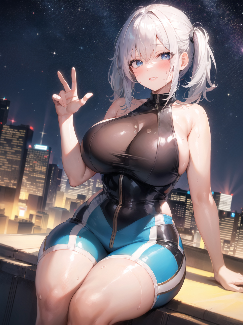 1girls, 2023, ai generated, big breasts, breasts, curvaceous, curvy, curvy female, curvy figure, female, female focus, female only, hi res, high resolution, looking at viewer, original character, silver hair, stable diffusion