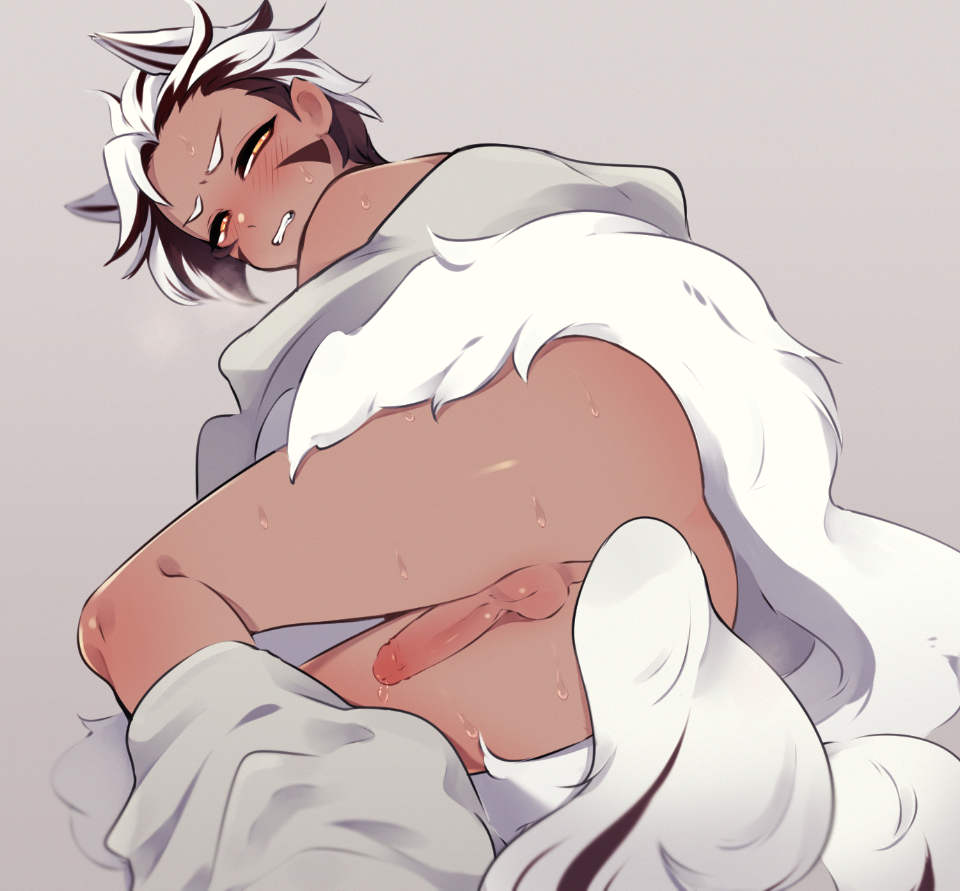 blush, cookie run, cookie run kingdom, crunchy chip cookie, gay, male, male only, niwa827, partially clothed, penis, tagme, tail