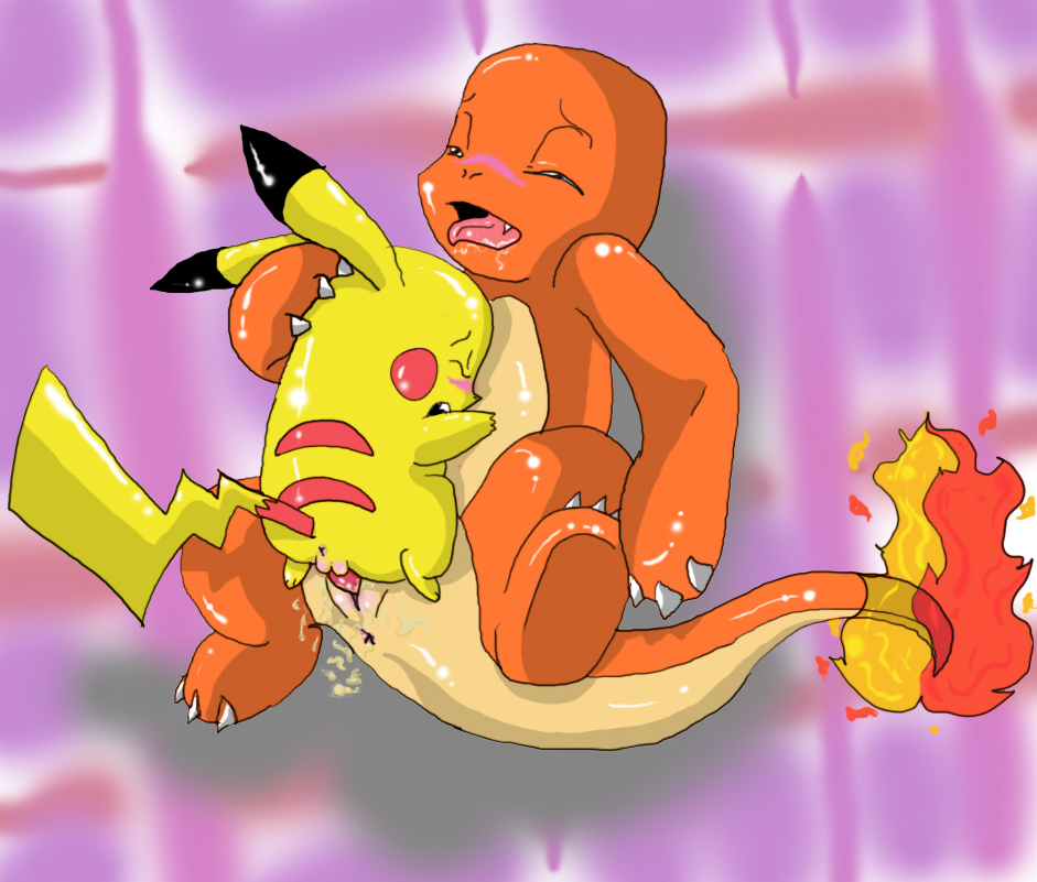 artist_request charmander color female fire fur furry interspecies male nintendo pikachu pokémon_(species) pokemon pokemon_rgby sex straight tail tail_fire vaginal_penetration