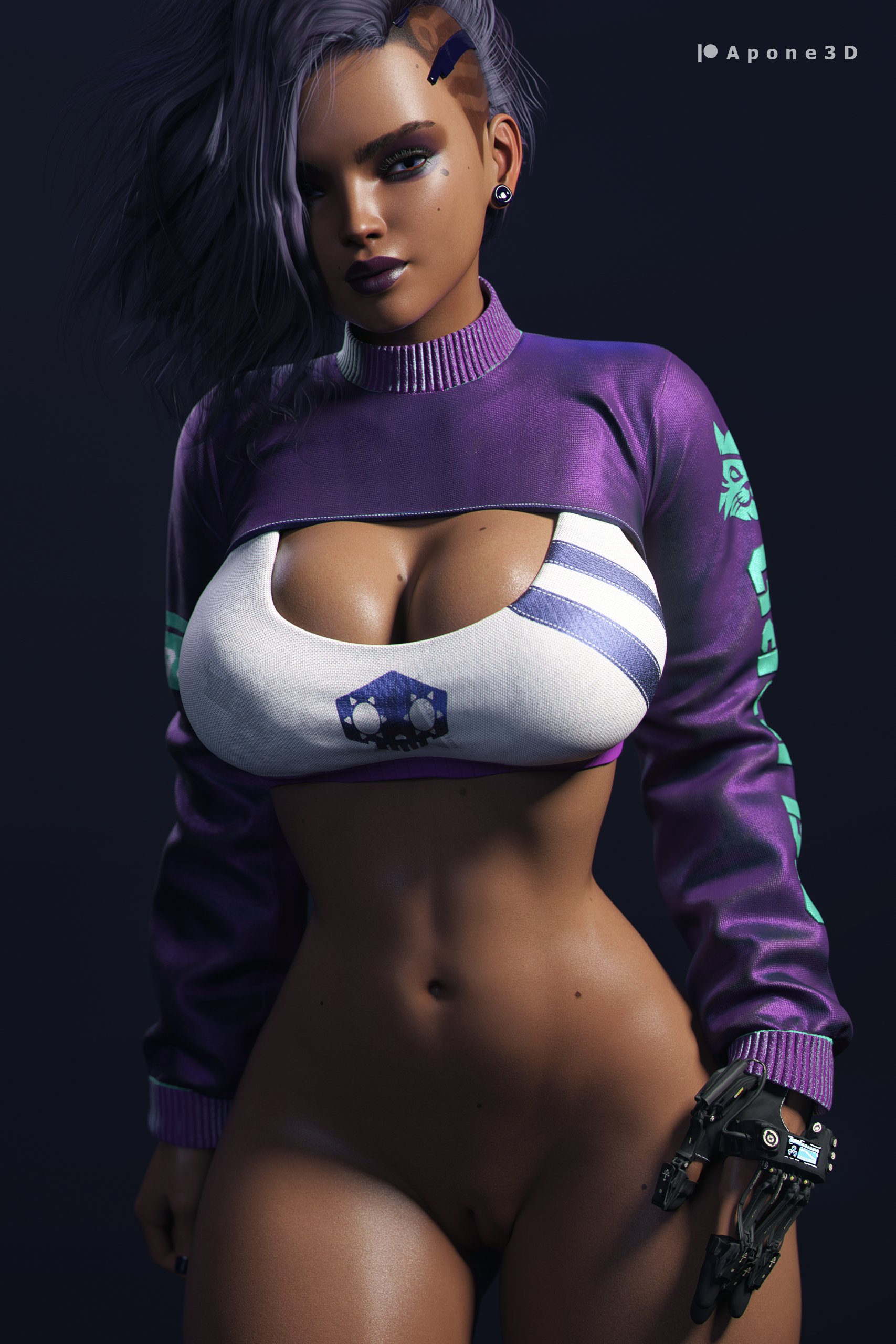 1girls, 3d, apone3d, ass, asymmetrical hair, athletic, athletic female, big ass, big breasts, blizzard entertainment, bottomless, bottomless female, breasts, cleavage, dark skin, dark-skinned female, female, human, latina, noche sombra, olivia colomar, overwatch, overwatch 2, pussy, shaved side, shaved sides, solo, solo female, sombra, thick thighs, wide hips