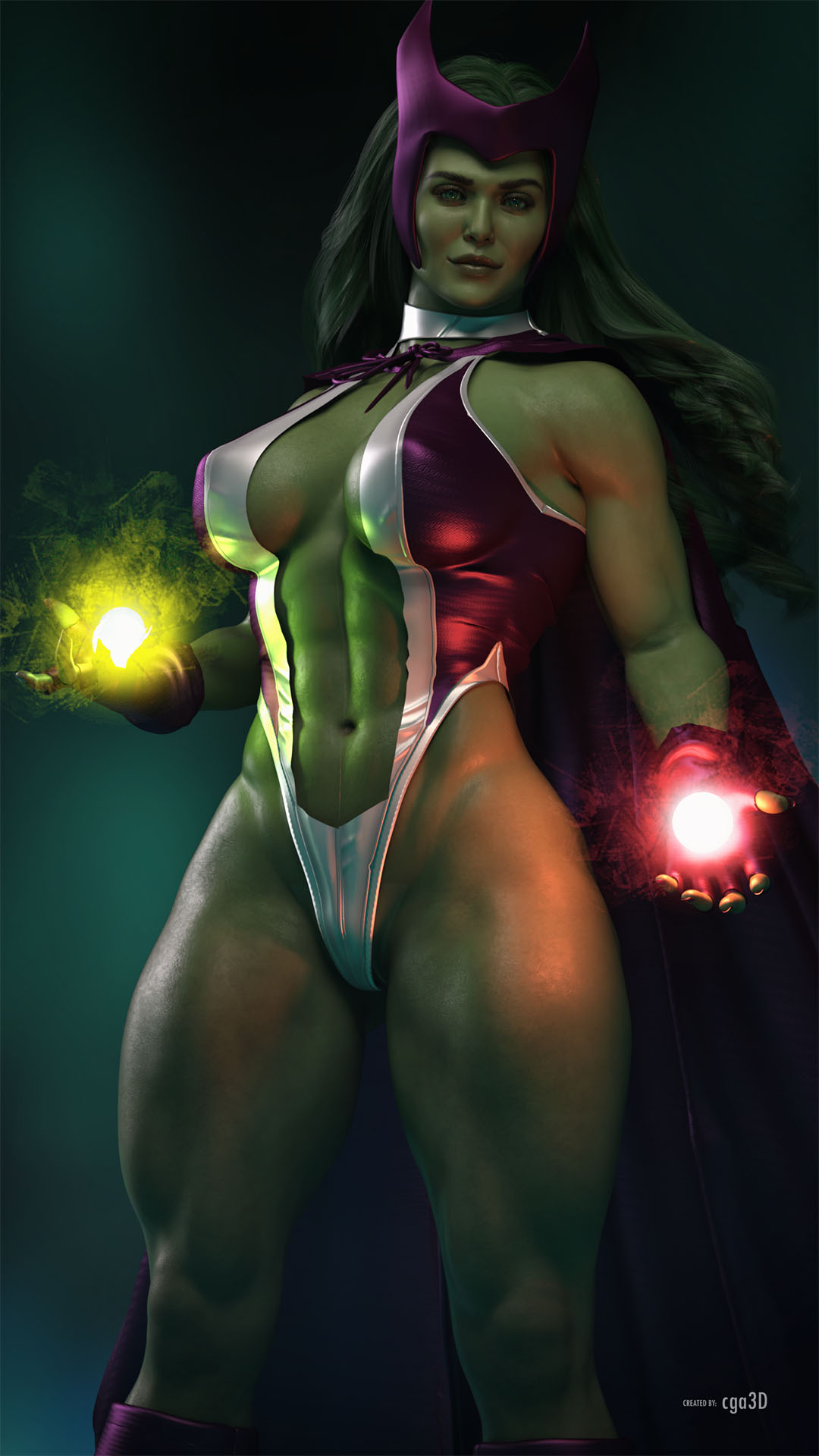 1girls 3d abs alternate_version_available ass avengers big_ass big_breasts breasts cape cga3d cosplay crossover_cosplay curvaceous curvy curvy_female curvy_figure elizabeth_olsen erotichris female female_only fusion fusion_character green_eyes green_hair green_lipstick green_skin hi_res large_breasts looking_at_viewer marvel marvel_cinematic_universe marvel_comics muscular muscular_female mutant_(marvel) patreon_username scarlet_witch she-hulk she-hulk_(cosplay) solo straight_hair thick_thighs tight_clothing twitter_username voluptuous voluptuous_female wanda_maximoff wide_hips x-men