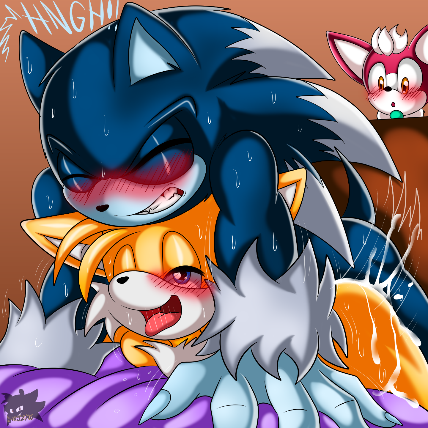 ahe gao, anal orgasm, anthro, ass, bed, blue body, blue eyes, blue fur, blush, blush lines, bodily fluids, canid, canine, chip (sonic), claws, clenched teeth, closed eyes, cum, cum drip, cum in ass, cum inside, dominant, dominant male, dripping, ejaculation, eulipotyphlan, fairy, femboy, fox, fur, furniture, gay, genital fluids, girly, hi res, looking pleasured, male, male only, male/male, mammal, narrowed eyes, open mouth, orgasm, orgasm face, penetration, purple body, purple fur, purple skin, saliva, saliva string, sega, sirjzau, sonic (series), sonic the hedgehog (series), sonic the werehog, sonic unleashed, spying, surprised look, tails, tails the fox, teeth, tongue, tongue out, were, wereeulipotyphlan, werehog, yaoi, yellow body, yellow fur