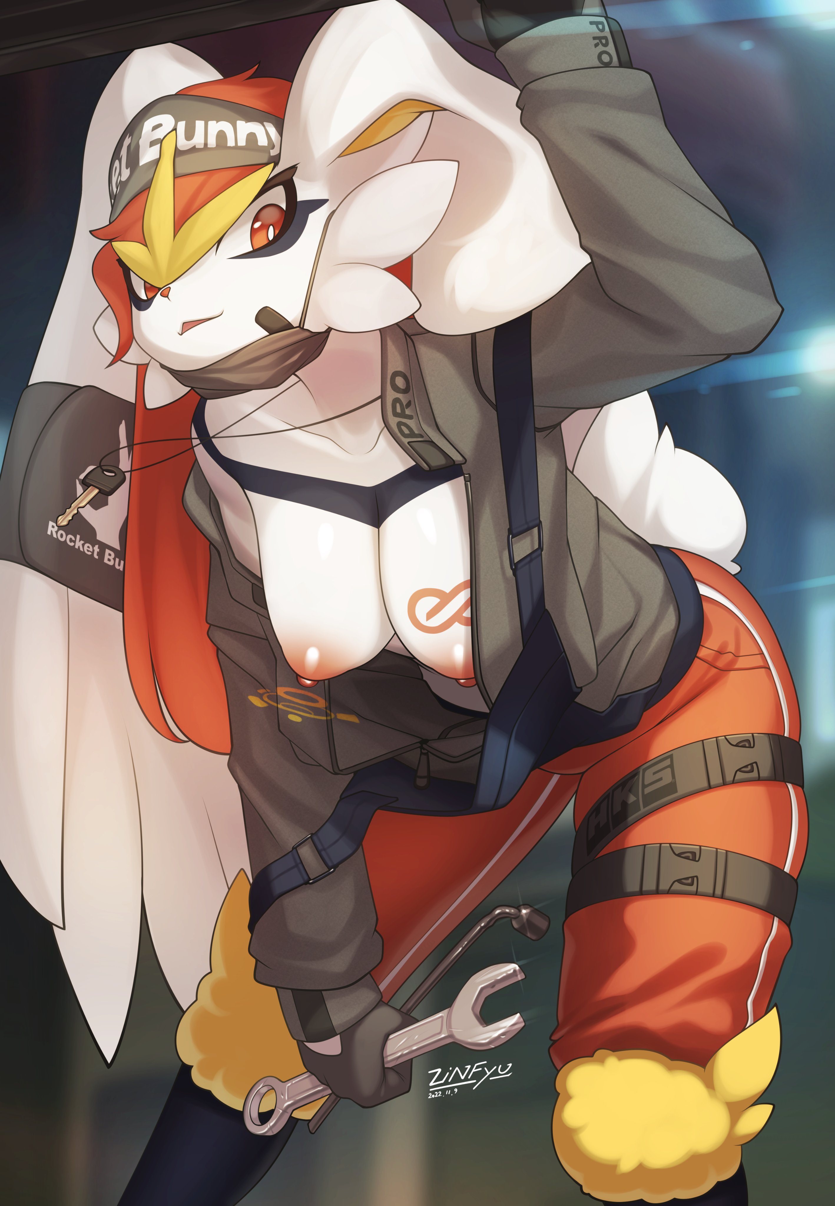 add9575, animal ears, cinderace, female, female focus, fur, furry, looking at viewer, only, pokémon (species), pokemon, pokemon (species), tagme, zinfyu