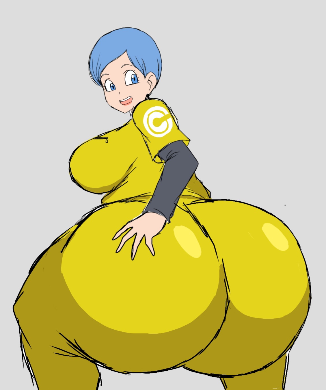 1girls, ass, back view, big ass, big breasts, big butt, blue eyes, blue hair, blue-eyed female, blue-haired female, breasts, bubble ass, bubble butt, bulma briefs, bulma briefs (dragon ball super superhero), dragon ball, dragon ball super, dragon ball super super hero, fat ass, fat butt, female, female focus, female only, huge ass, huge butt, milf, momiji (artist), short hair, short-haired female, solo, solo female, thick ass, toei animation