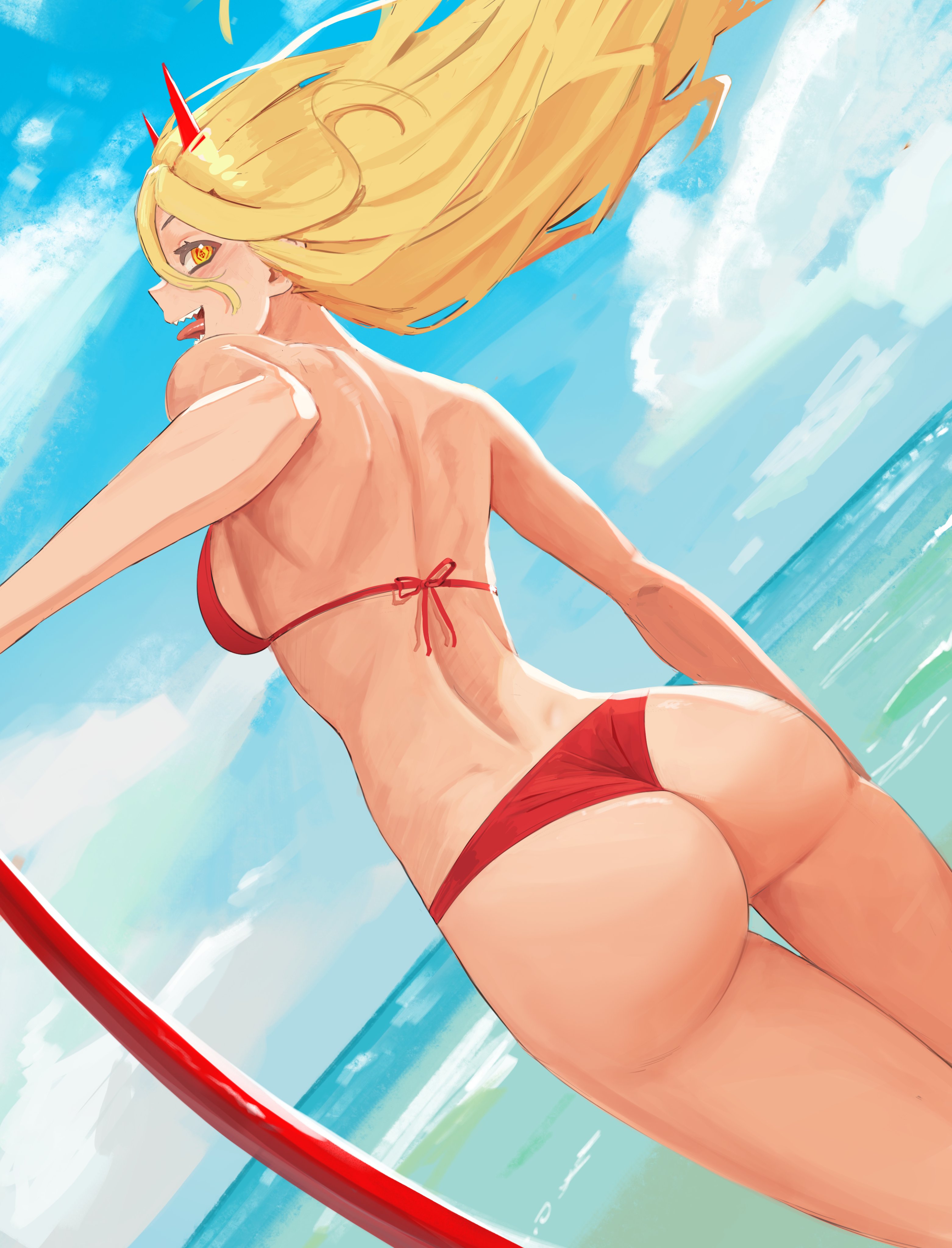 ass, breasts, chainsaw man, female, power (chainsaw man), swimsuit, tefi blum