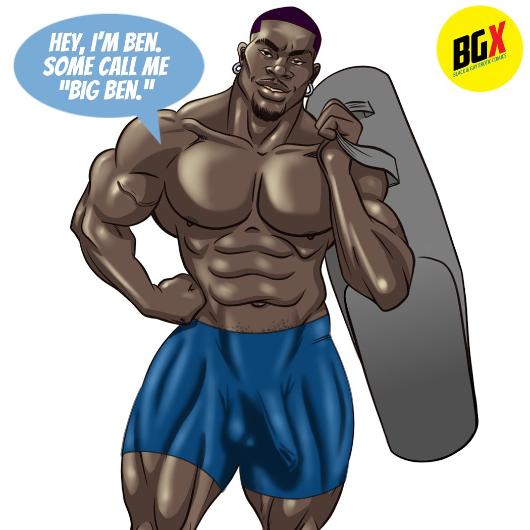 african african_male ben_(bgx_comics) bgx_comics big_bulge big_cock big_penis bulge dark-skinned_male dark_skin dialogue english_text huge_bulge huge_cock looking_at_viewer male male_only masseur melanin muscles muscular muscular_male smooth_chest smooth_skin underwear underwear_only