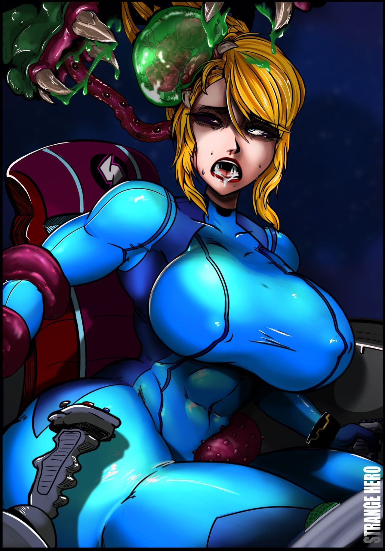 1girls ahe_gao big_breasts brain_fuck death ear_penetration ear_sex eyes_rolling_back female female_death female_focus forced gore guro huge_breasts large_breasts metroid nosebleed parasite rape samus_aran skull_fucking snuff strangehero tagme thick_thighs tight_clothing