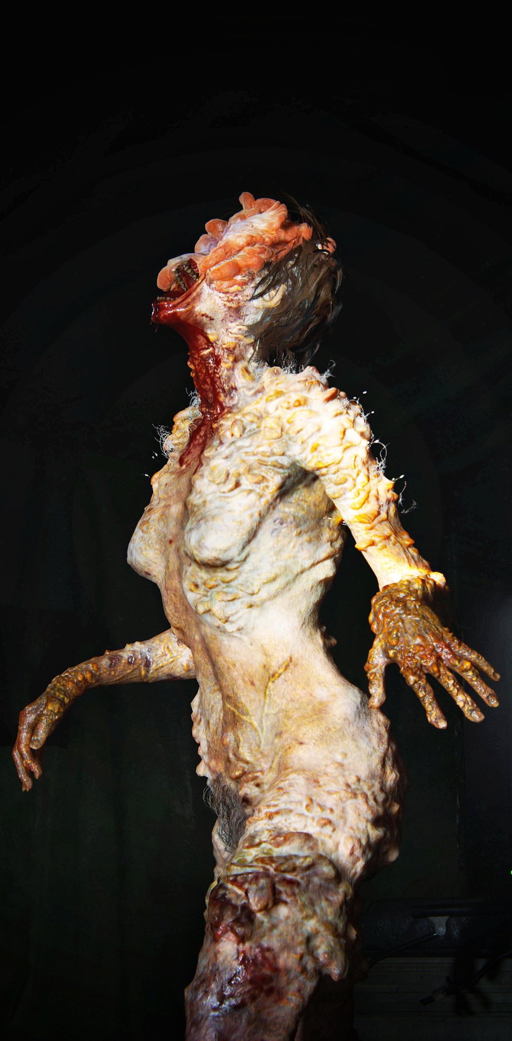 3d breasts brown_hair bush clicker cordyceps detailed_background eyeless female female_only fungus hair infected monster monster_girl naughty_dog nightmare_waifu nipples nude open_mouth pubes screencap solo sony_interactive_entertainment teeth the_last_of_us the_last_of_us_2 tongue veins