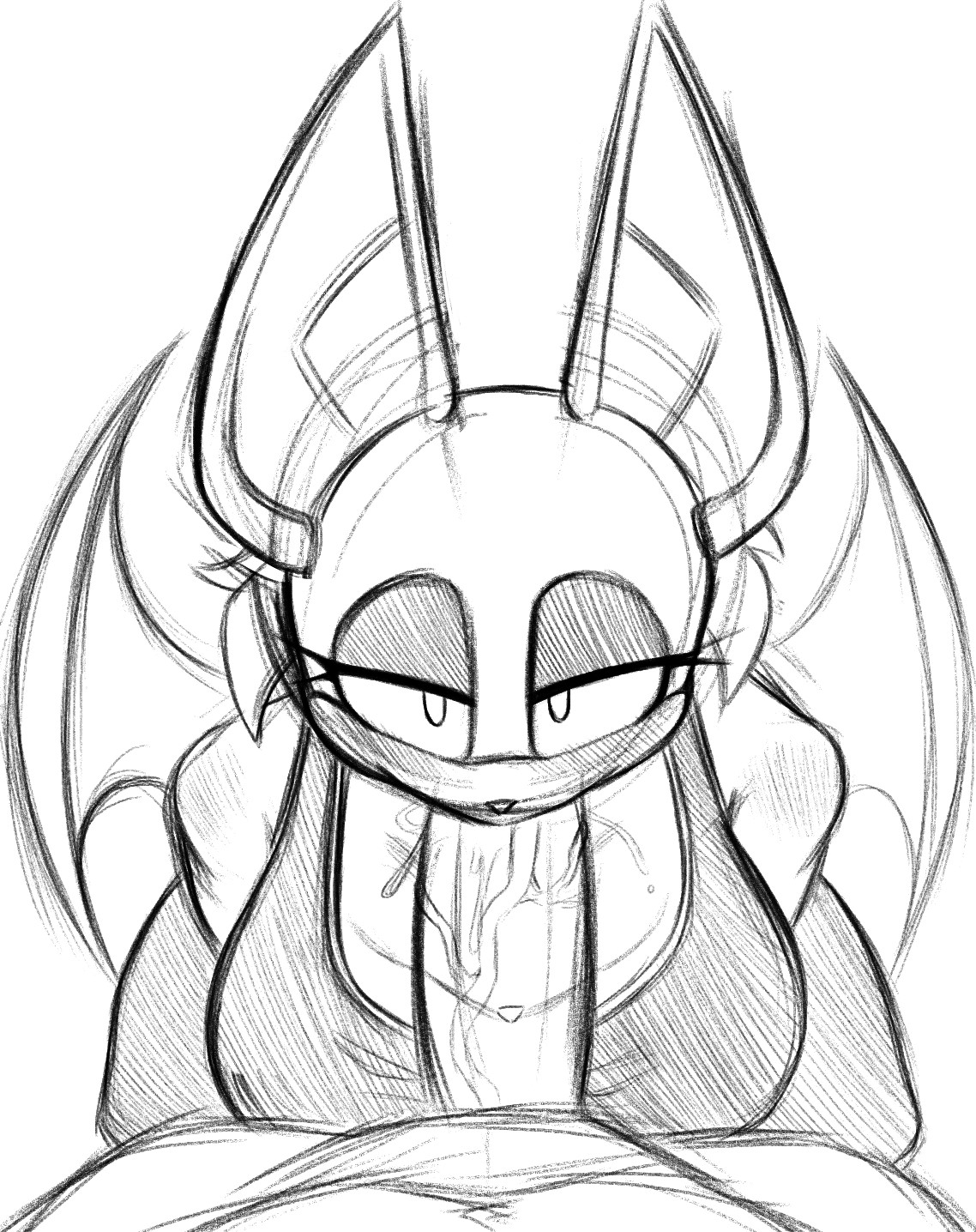 1boy, 1girls, 2d, anthro, bat, big breasts, blowjob, breasts, clothed, cock, fellatio, female, femdom, furry, greyscale, jpeg, looking at viewer, male, male pov, membranous wings, mobian, mobian (species), mobian bat, monochrome, oral, penis, pov, pov eye contact, rouge the bat, sega, sketch, snesti, snesti09, sonic (series), sonic adventure 2, sonic the hedgehog (series), tagme, wings
