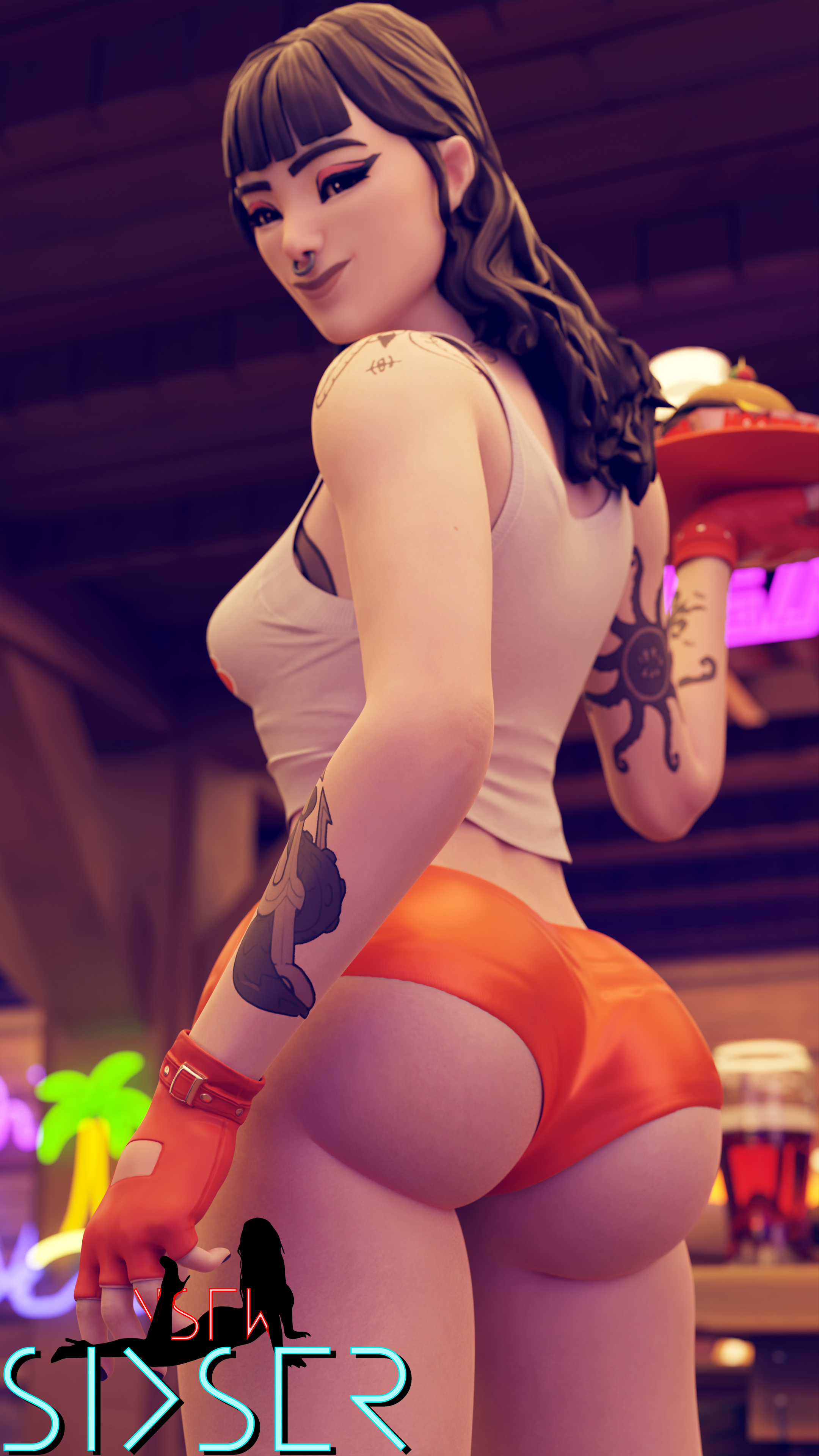 1girls, 3d, ass, female, female only, fortnite, fortnite: battle royale, hooters, phaedra (fortnite), sixser, solo