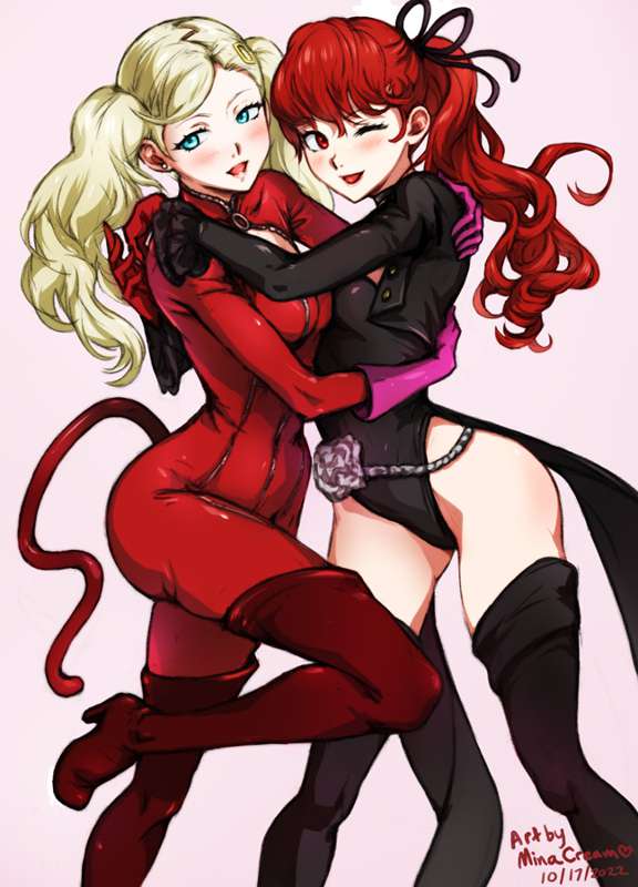 ann takamaki, clothing, female, human, kasumi yoshizawa, minacream, pale skin, persona, persona 5, persona 5 royal, phantom thief suit, source request, sumire yoshizawa