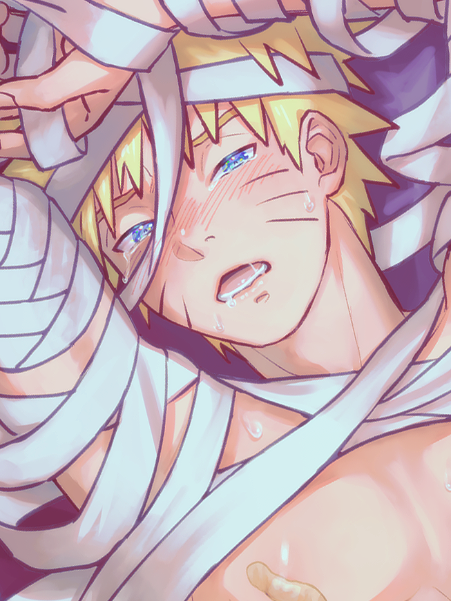 1boy bandage bandages bandaid bandaids_on_nipples blonde_hair blue_eyes blush chawantake crying crying_with_eyes_open drool drooling erect_nipples light-skinned_male light_skin looking_at_viewer male male_focus male_only narrowed_eyes naruto naruto_(series) naruto_shippuden nipples nose_blush open_mouth pale-skinned_male pale_skin parted_lips pink_nipples saliva saliva_drip saliva_trail shounen_jump solo solo_focus solo_male sweat sweatdrop tears tears_of_pleasure twink uzumaki_naruto yellow_hair