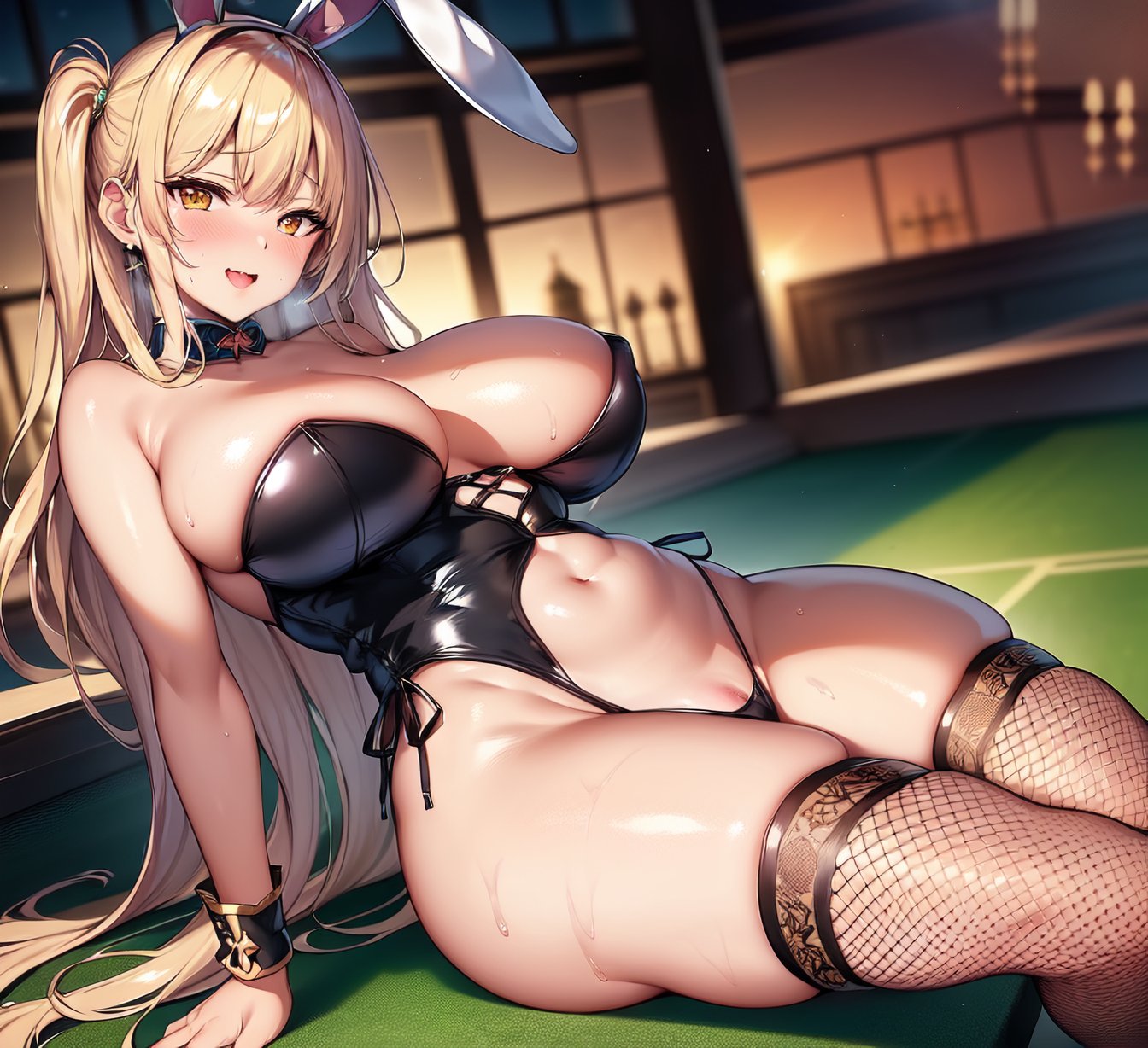 1girls, 2023, ai generated, big breasts, blonde hair, breasts, bunny ears, bunny girl, bunnysuit, curvaceous, curvy body, curvy female, female, fishnet legwear, hi res, high resolution, latex, legwear, leotard, looking at viewer, milf, shiny clothes, stable diffusion, tight clothing, voluptuous