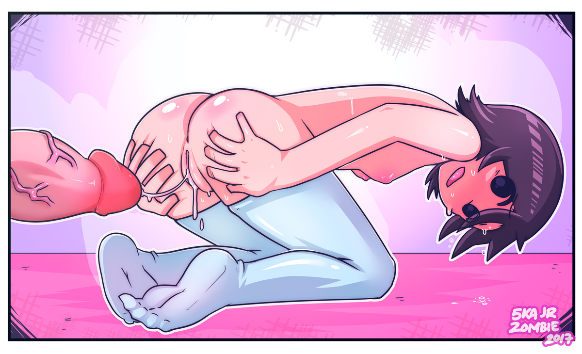 1boy, 1girls, 2017, asian, big penis, black eyes, black hair, blue legwear, breasts, chinese, cum, cum in pussy, cum string, female, kneeling, knives chau, legwear, male, mob face, nude, nude female, partial male, penis, pussy, scott pilgrim, short hair, skajrzombie, small breasts, spreading, stockings, sweat, thighhighs
