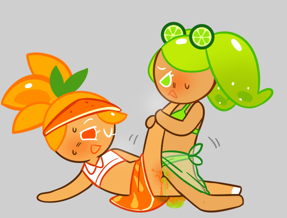 2girls artist_request bikini blush blushing clothed_sex cookie_run cookie_run_ovenbreak exposed_pussy female female_only green_eyes green_hair hair_accessory holding_another's_leg holding_legs leg_up lesbian_sex lime_cookie multiple_girls one_eye_closed one_leg_up orange_cookie orange_eyes orange_hair pussy pussy_ejaculation pussy_juice pussy_juice_drip raised_leg scissoring shirt_up skirt sweat sweatdrop sweating tagme tennis tennis_uniform vagina vaginal_juices vaginal_masturbation vaginal_sex wholesome yuri