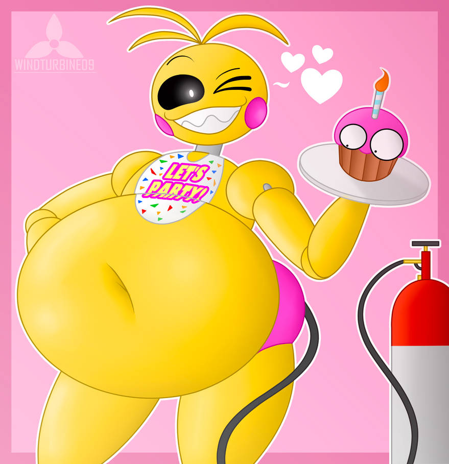 1girls air_inflation air_tank animatronic big_belly chicken female five_nights_at_freddy's five_nights_at_freddy's_2 inflation robot toy_chica_(fnaf) windturbine09 yellow_skin