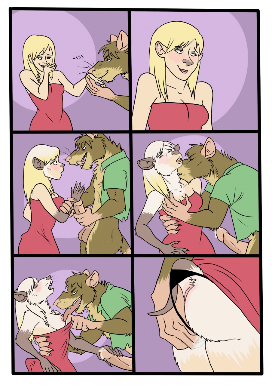 anthro ass bodily_fluids breasts bubbeh butt_grab duo female genital_fluids hand_grab hand_on_butt hi_res human kissing_hand licking male male/female mammal murid murine precum rat rodent tongue tongue_out transformation transformation_sequence