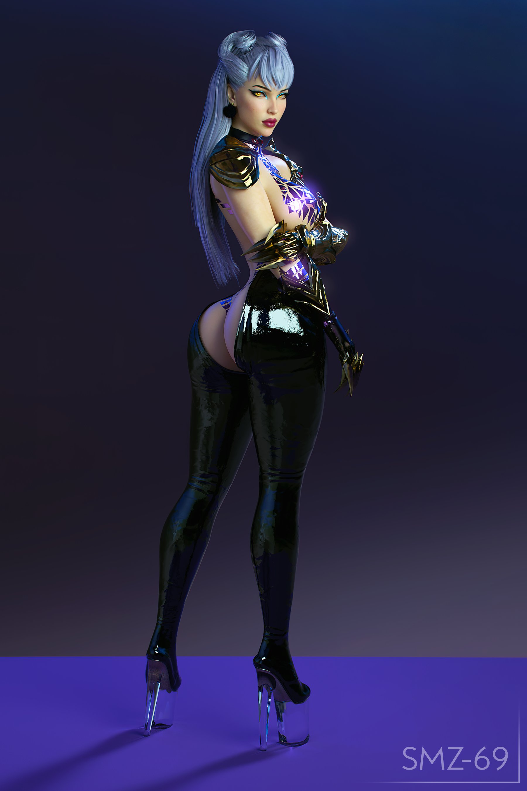1girls, 3d, alternate costume, ass, big ass, black tape project, demon, earrings, evelynn, female, female only, heels, high heels, jewelry, k/da all out evelynn, k/da evelynn, k/da series, league of legends, platform heels, riot games, smz-69, solo, succubus