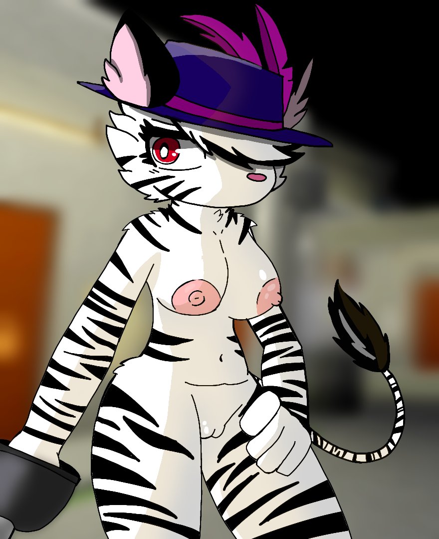 bunny_(piggy) hat holding_weapon piggy_(game) pussy red_eyes woflgame zebra zebra_girl zebra_tail zizzy_(piggy)