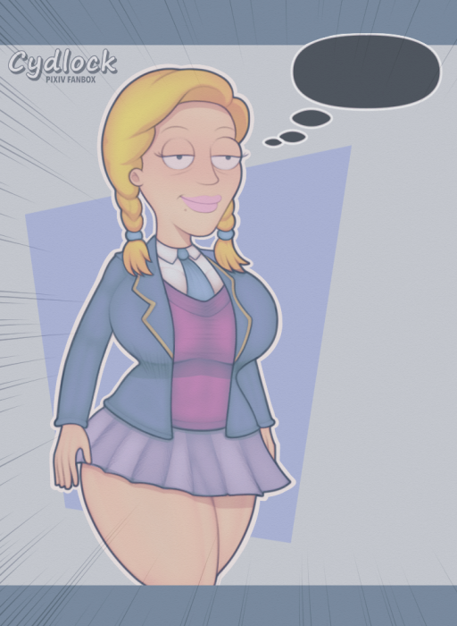 1girls american_dad big_breasts blonde_hair blonde_hair_female cookie_buckingham curvy_figure cydlock female female_only school_uniform schoolgirl skirt