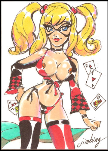 batman_(series) bikini_bottom dc female female_only harley_quinn human jimbing panties solo tagme thong thong_bikini thong_panties thong_underwear underwear