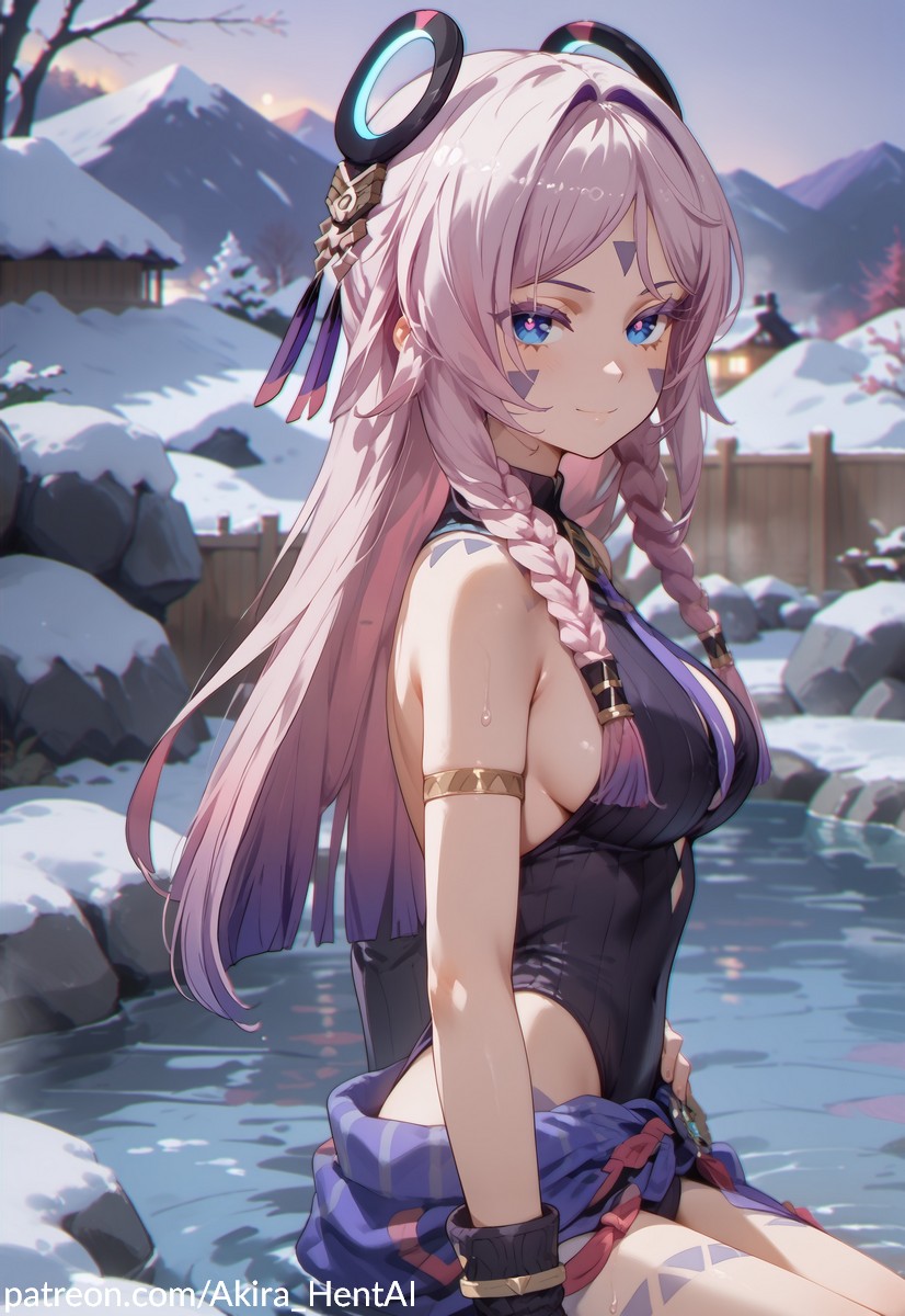 ai_assisted ai_generated akira_hentai citlali_(genshin_impact) genshin_impact naked onsen patreon patreon_reward set side_boob side_view sideboob solo solo_female solo_focus undressing