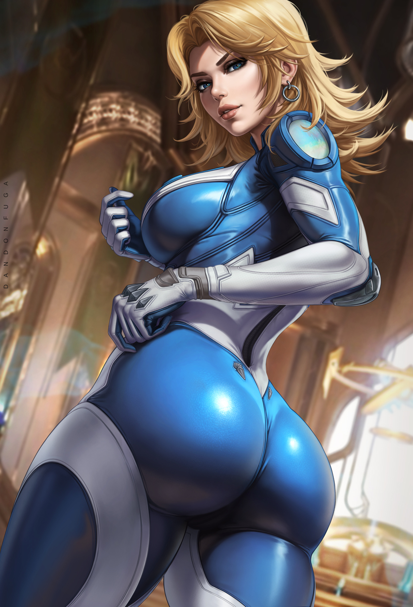 1girls, 2d, ass, big ass, blue eyes, breasts, clothed, dandon fuga, deviantart link, fantastic four, female, female only, fully clothed, invisible woman, invisible woman (marvel rivals), large breasts, marvel, marvel comics, marvel rivals, milf, solo, sue richards, sue storm, thick thighs